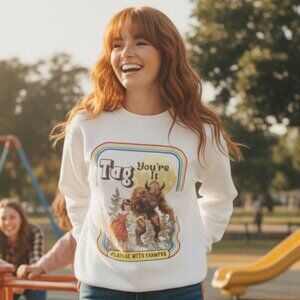 Playtime With Krampus Dark Humor Vintage Style Sweatshirt Folklore Horror Creepy